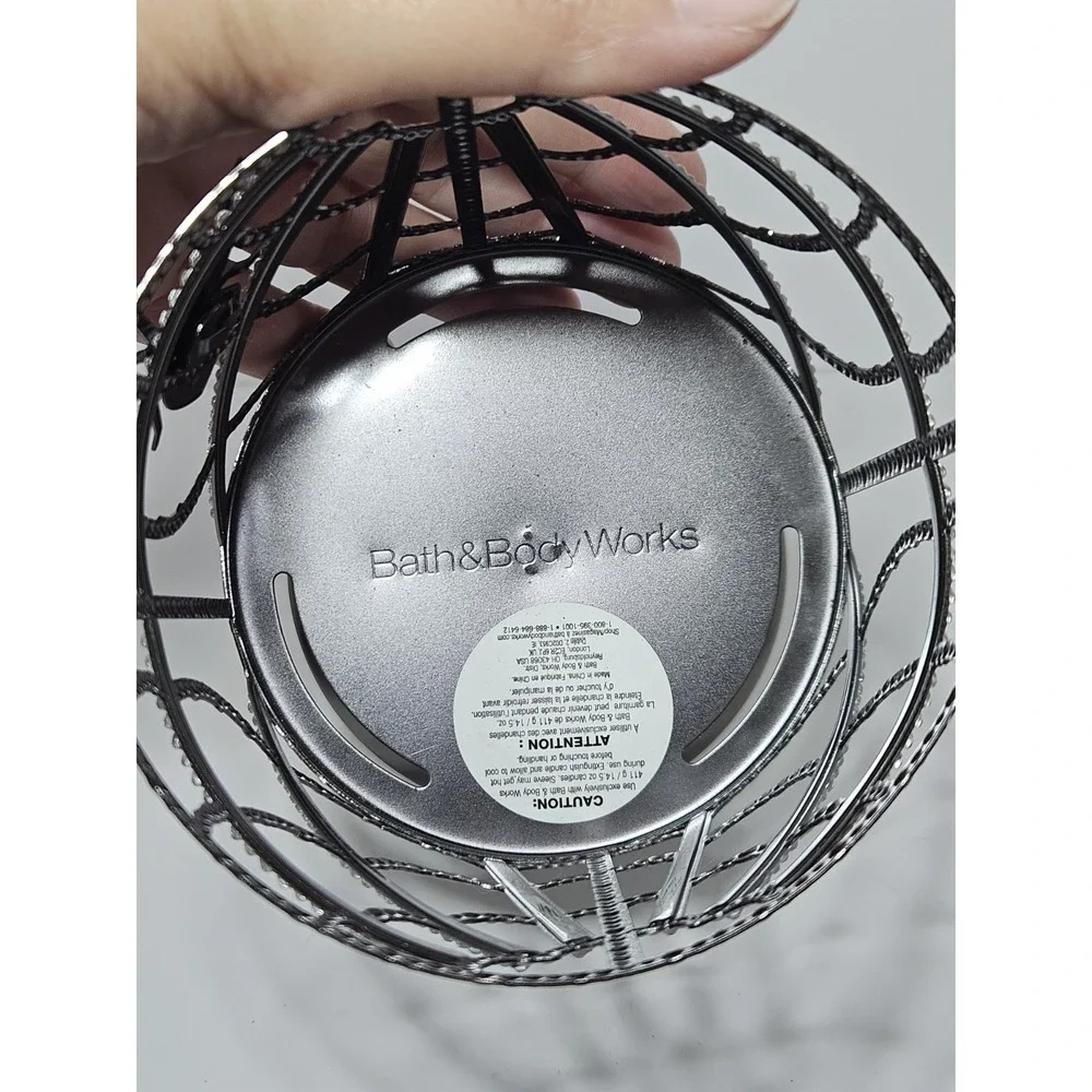 Bath & Body Works Gem Spider Pedestal 3 Wick Candle Holder Halloween Spiderweb